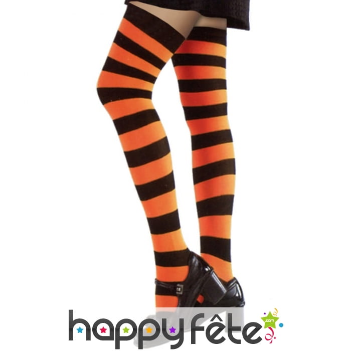 Bas rayés orange et noir