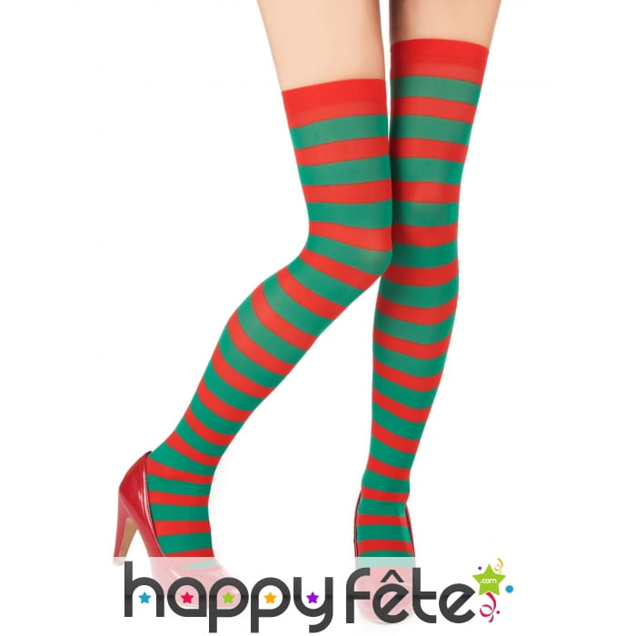 Bas rayés rouge et vert de lutin