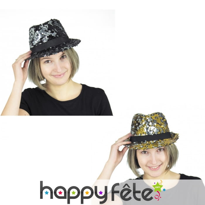 Borsalino réversibles recouvert de sequins