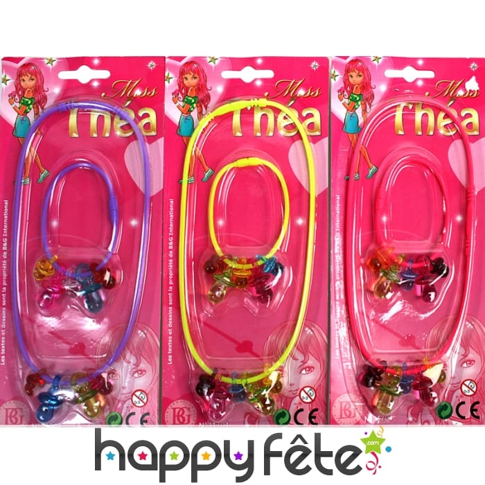 Bijoux silicone collier avec bracelet tétines