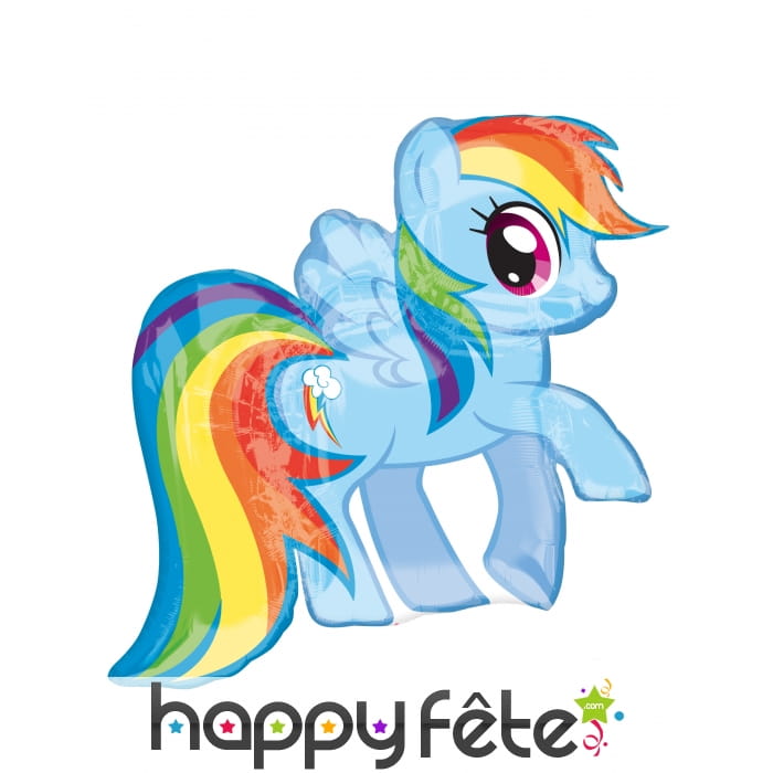 Ballon silhouette de Rainbow Dash bleu, 71 x 68 cm