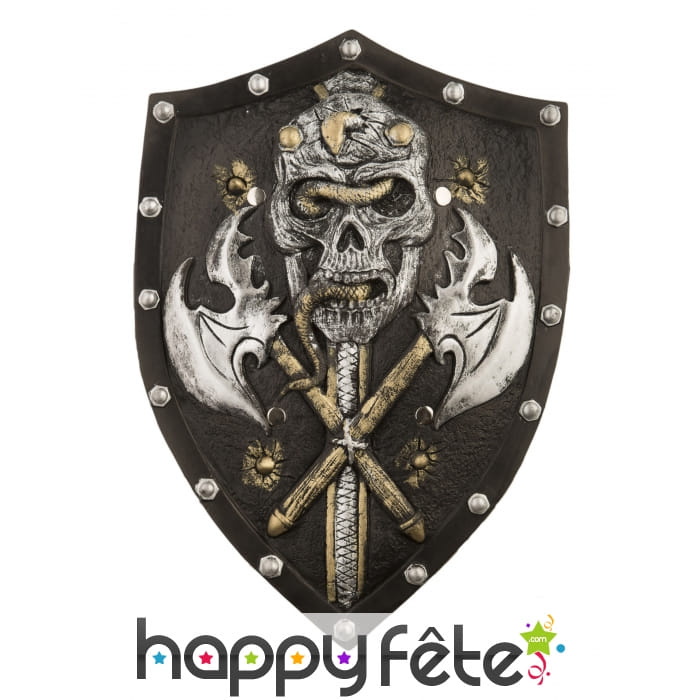 Bouclier squelette haches croisées, 48cm