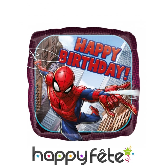 Ballon Spider-man Happy Birthday carré de 43cm