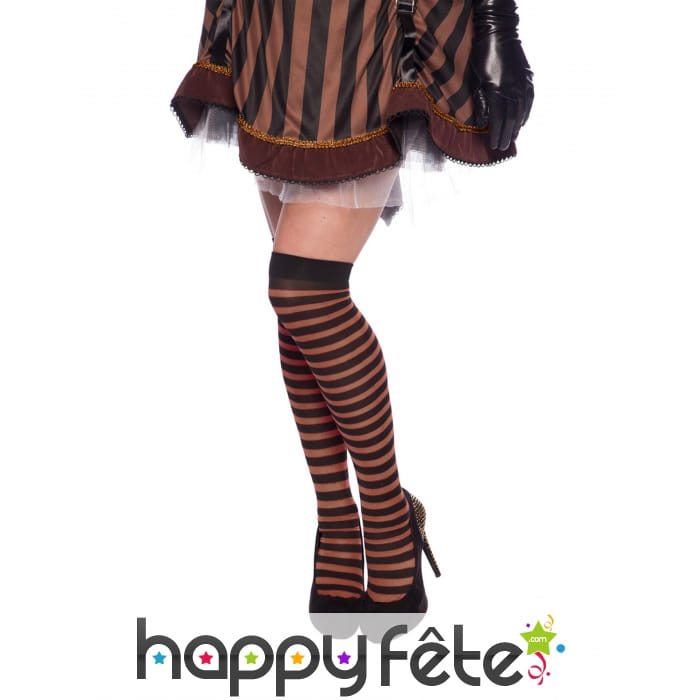 Bas Steampunk pirate ou gothique ligné noir