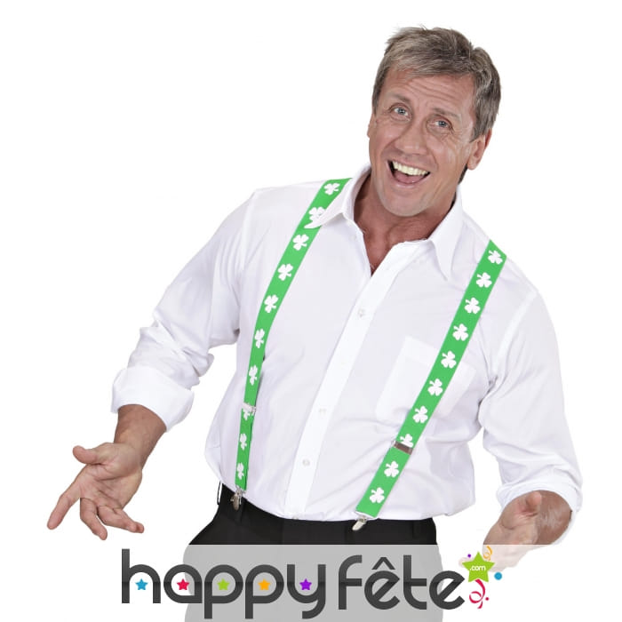 Bretelles Saint Patrick imprimé trèfles