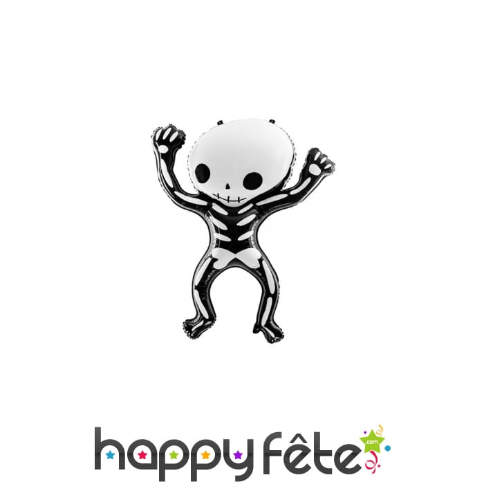 Ballon squelette rigolo noir et blanc de 84cm