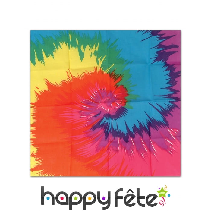 Bandana tie and dye multicolore de 55 cm