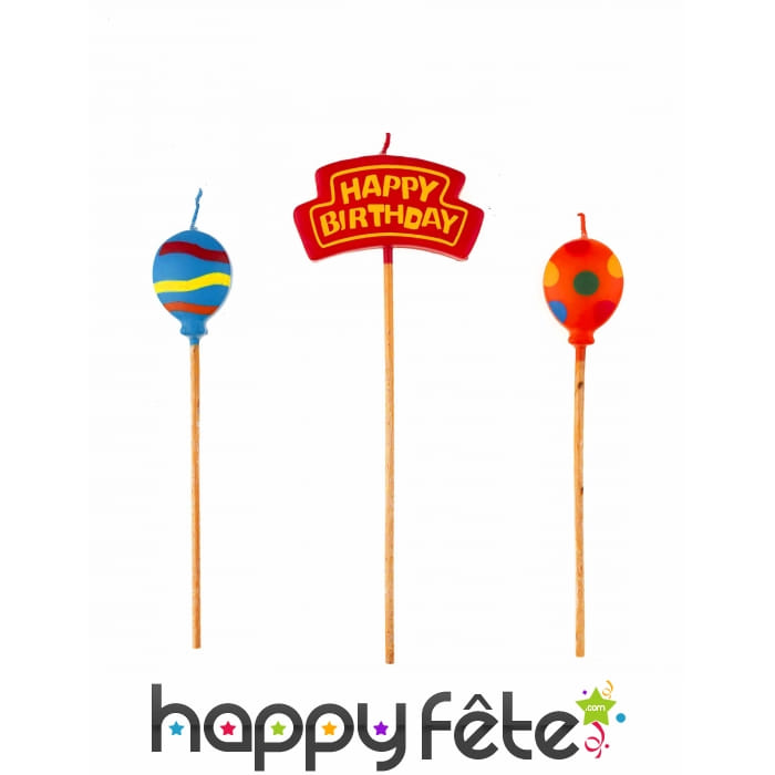 Bougie thème anniversaire sur pic