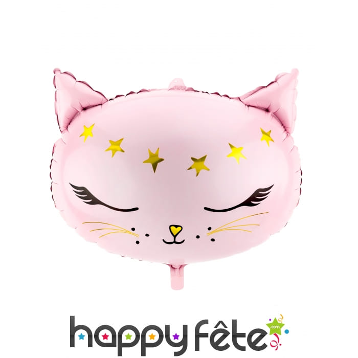Ballon tête de chat rose de 48cm