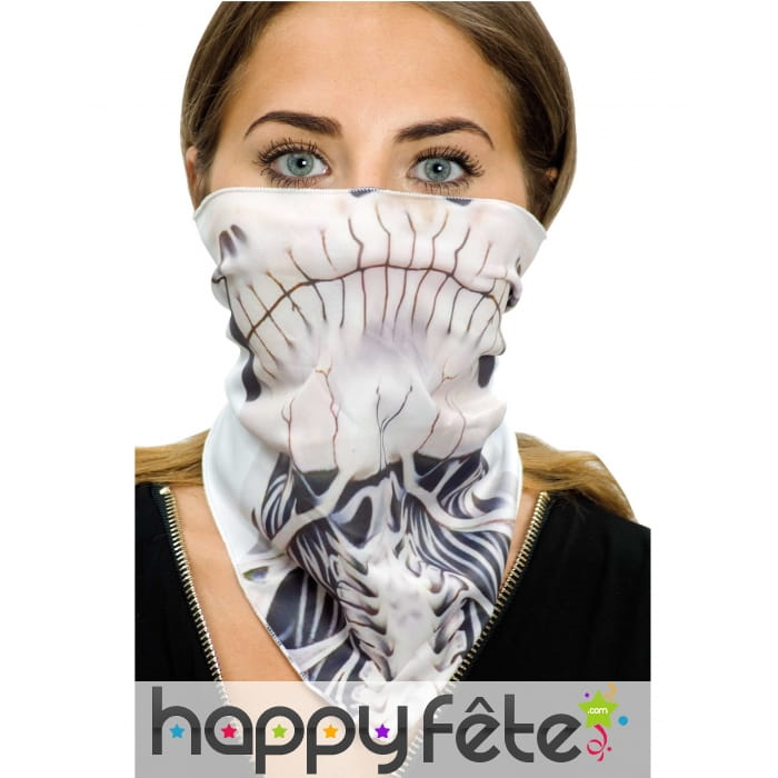 Bandana tour de cou bouche squelette