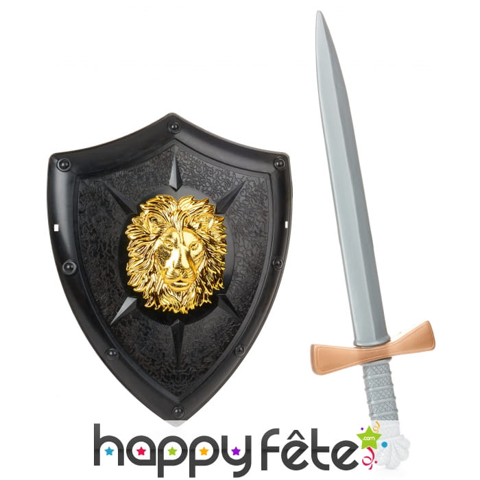 Bouclier triangulaire et épée en plastique