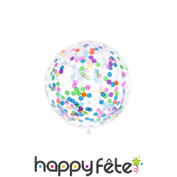 Ballon transparent géant avec imprimé confettis 1m
