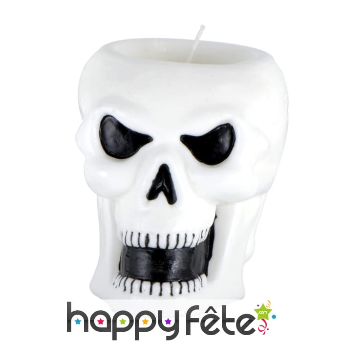 Bougie tête squelette blanche