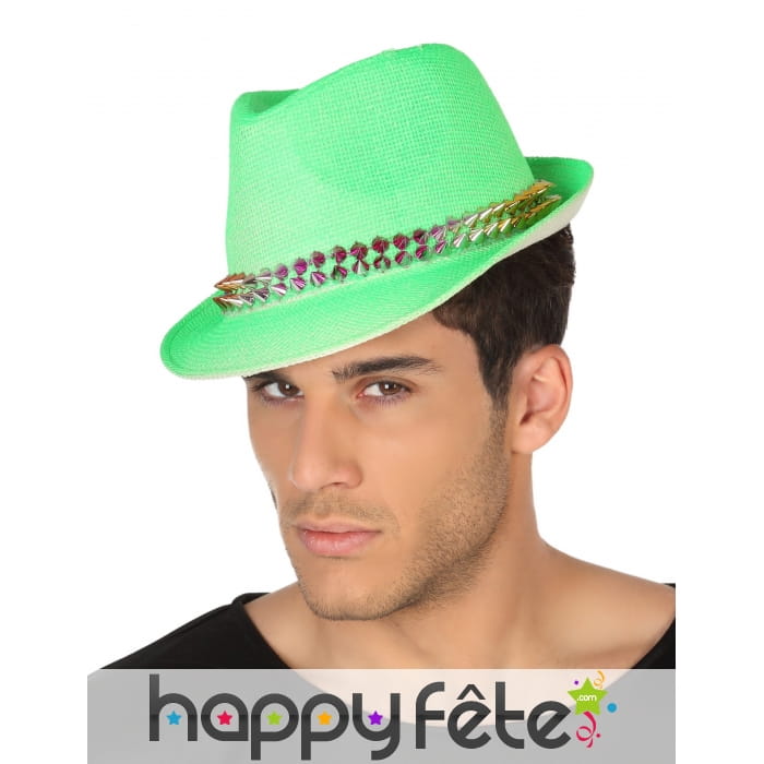 Borsalino vert clouté multicolore 12x28cm