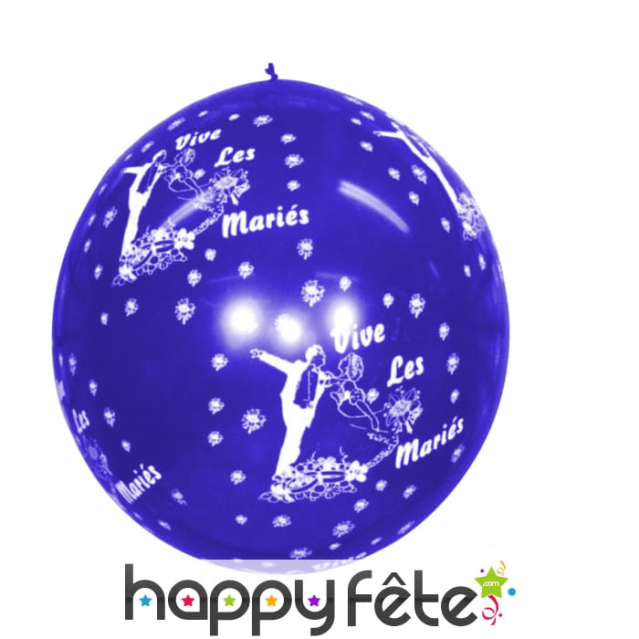 Ballon "vive les mariés" géant bleu/blanc
