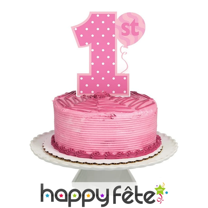 Chiffre 1 rose pour gâteau de 1er anniversaire