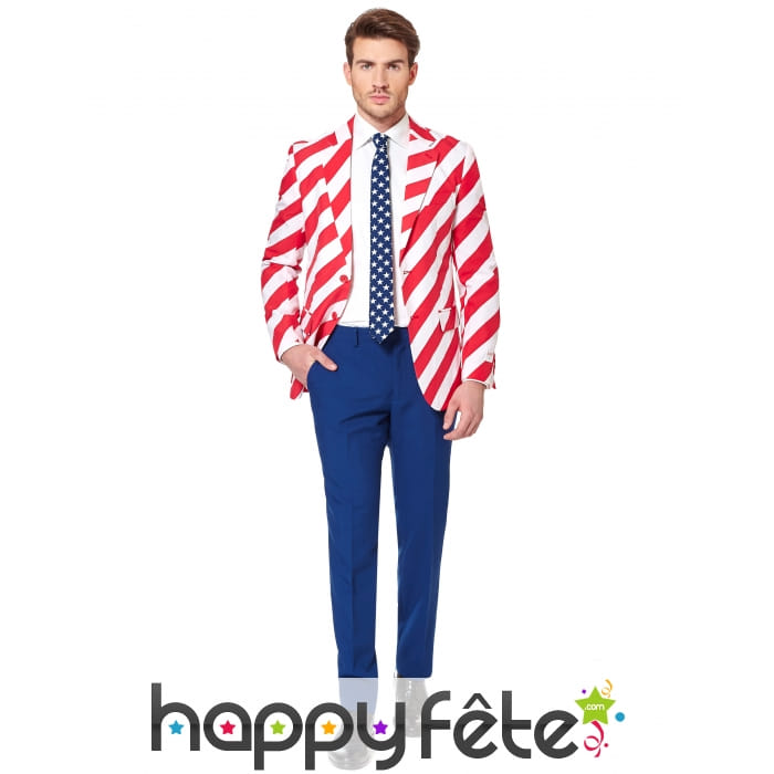 Costume 3 pièces aux couleurs de l'Amérique