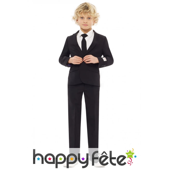 Costume 3 pièces classique noir uni pour enfant