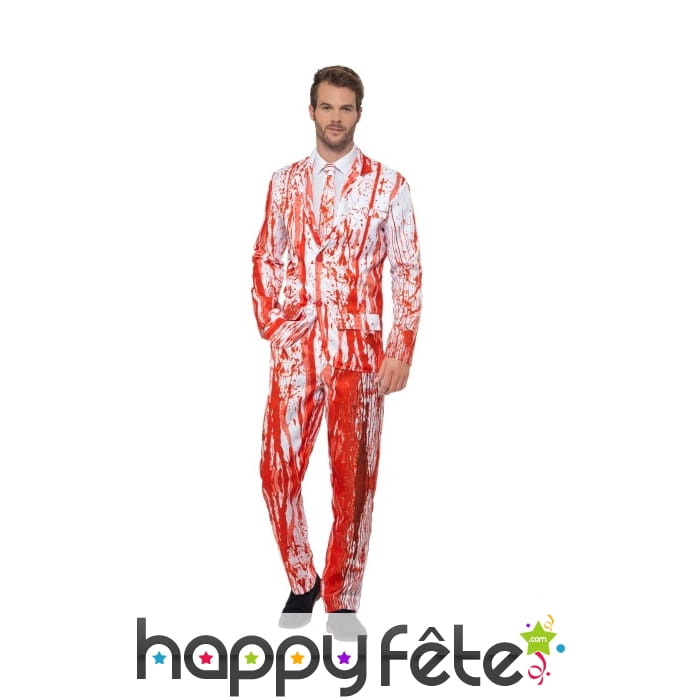 Costume 3 pièces éclaboussé de sang