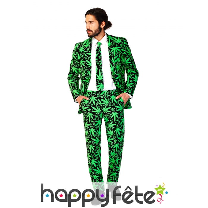 Costume 3 pièces imprimé cannabis