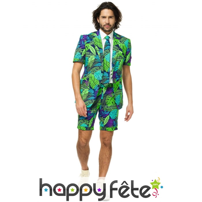 Costume 3 pièces imprimé jungle, avec short