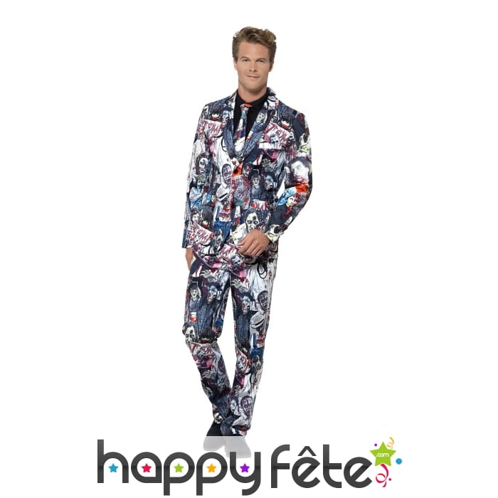 Costume 3 pièces imprimé motifs zombie