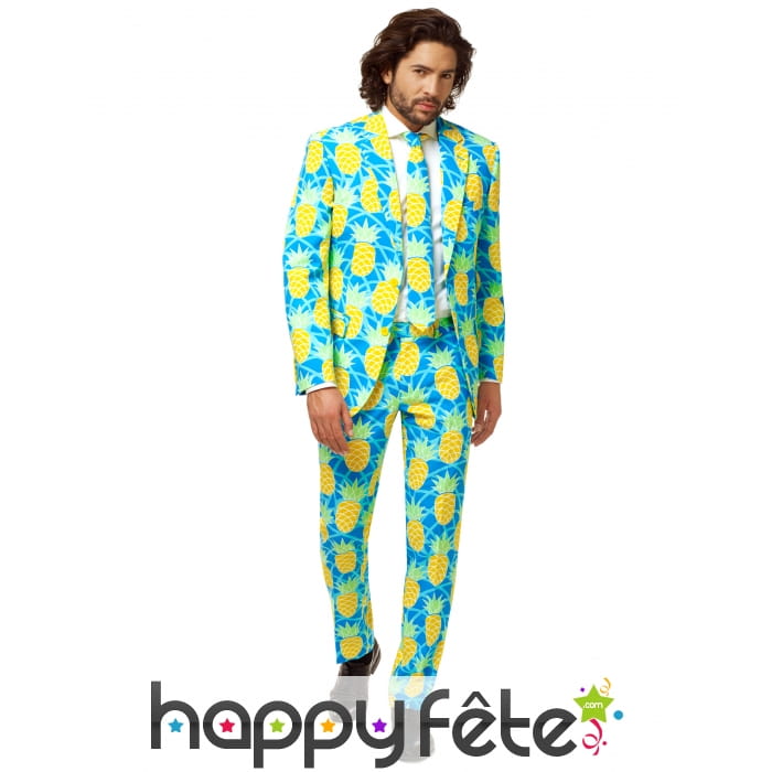 Costume 3 pièces motif ananas, pour homme