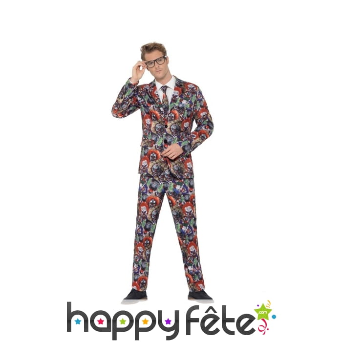 Costume 3 pièces motifs clowns tueurs