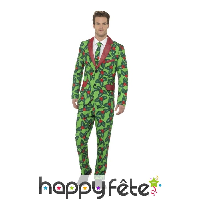 Costume 3 pièces motifs gui de Noël