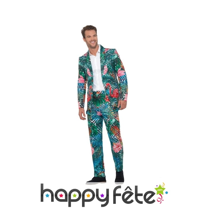 Costume 3 pièces motifs hawai et flamants roses