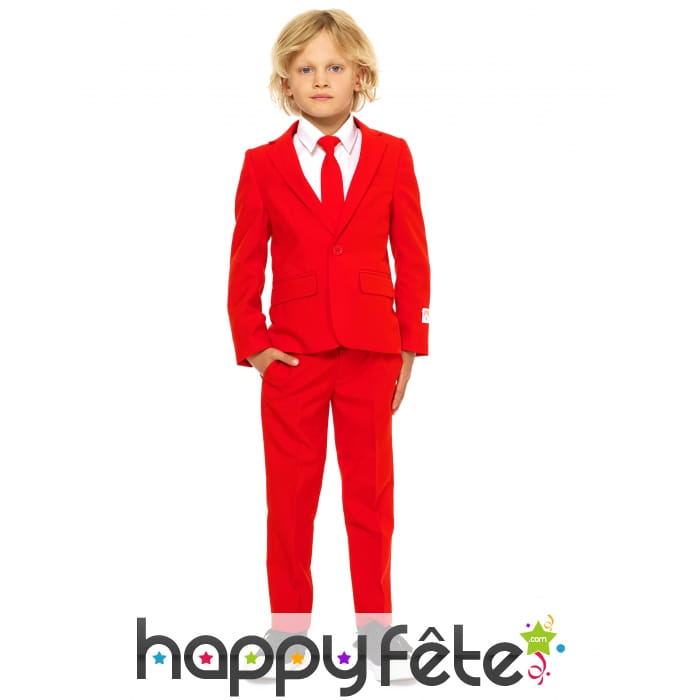 Costume 3 pièces rouge uni pour enfant