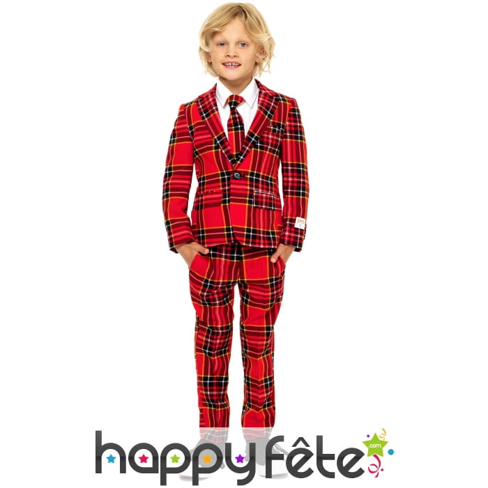 Costume 3 pièces Tartan rouge pour enfant