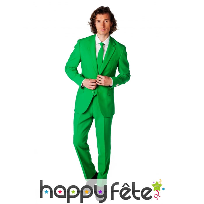 Costume 3 pièces vert uni