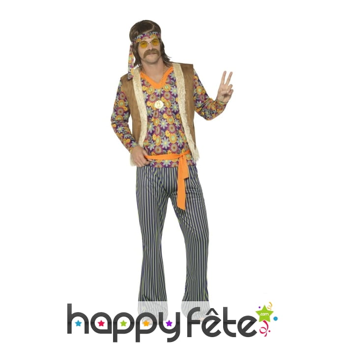 Costume années 60 motifs hippie pour homme