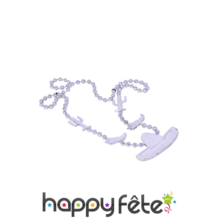 Collier argenté avec pendentifs mexicains