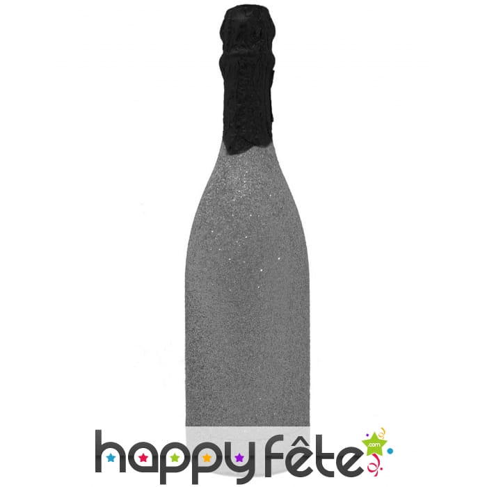 Canon à confettis en forme de bouteille argentée