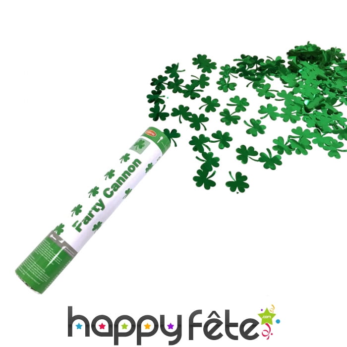 Canon à confettis trèfles métallisés