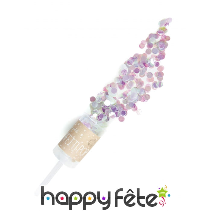 Canon à confettis violets verts roses irisés