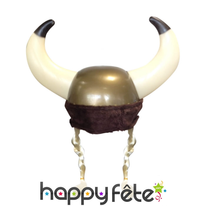 Casque avec cornes et tresses blondes