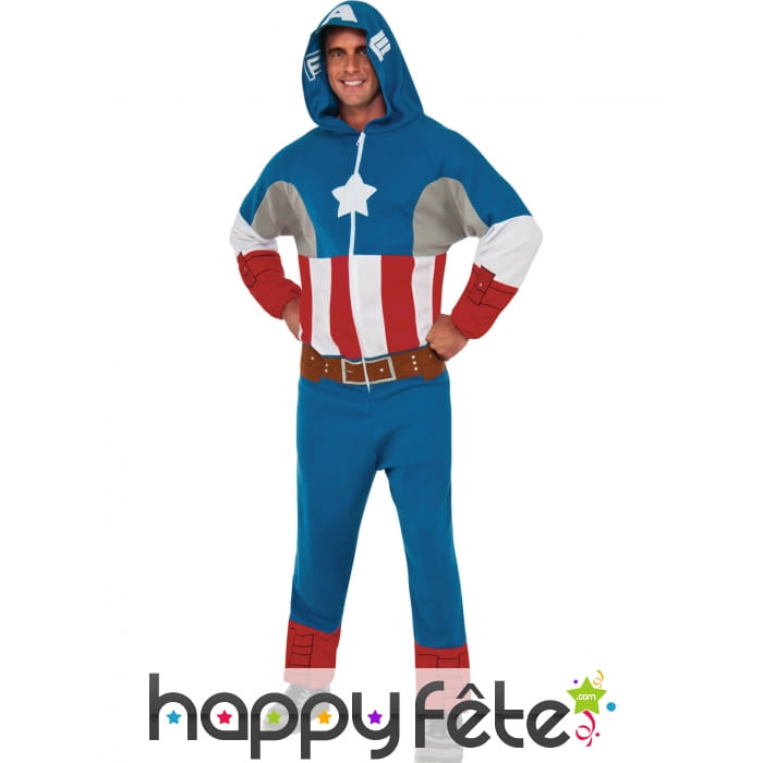 Combinaison à capuche Captain America pour homme