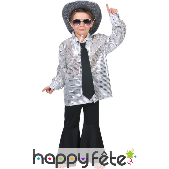 Chemise argentée disco pour petit garçon