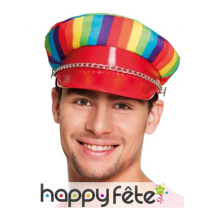 Casquette Arc-en-ciel avec visière rouge