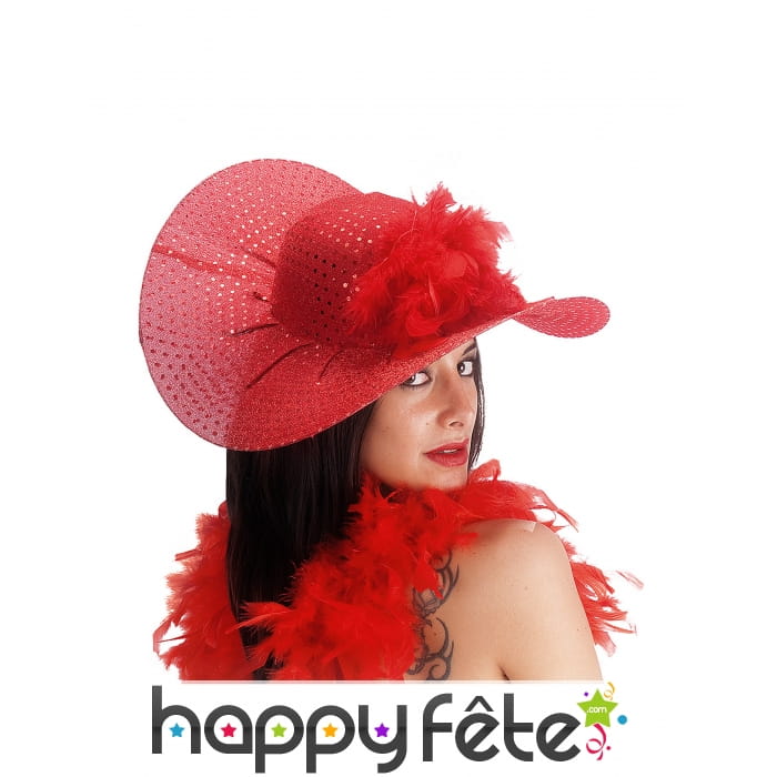 Chapeau ample et chic paillettes rouges femme