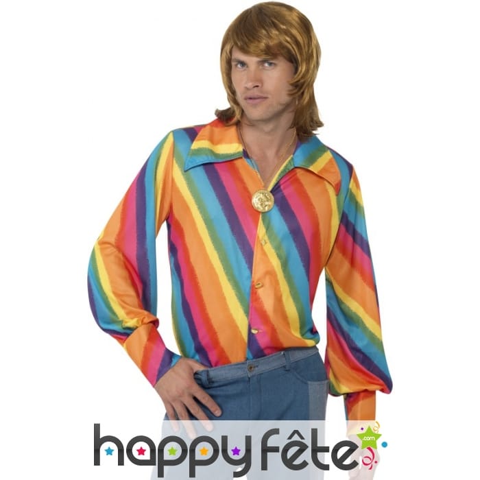Chemise arc-en-ciel années 70