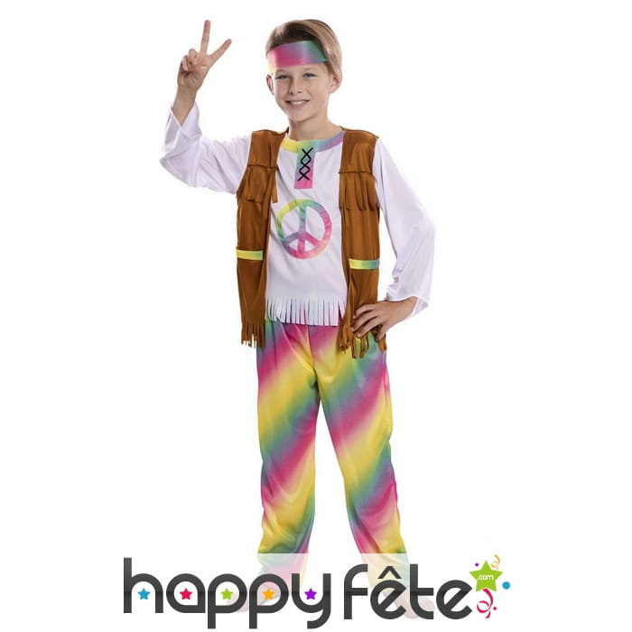 Costume arc-en-ciel de hippie pour enfant