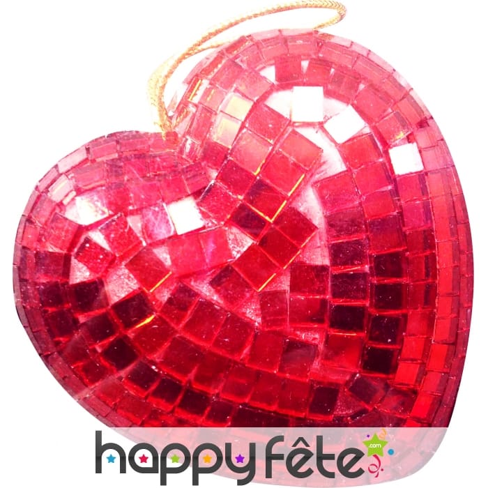 Coeur a facettes rouge en boite