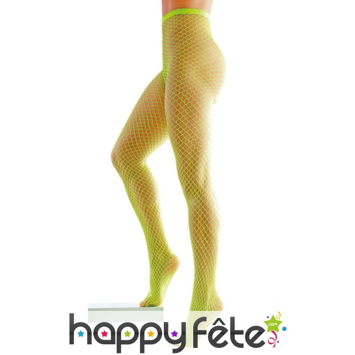 Collants à large résille vert flash