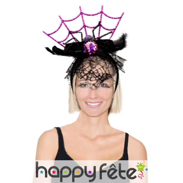 Coiffe arraignée noir/violet en dentelle