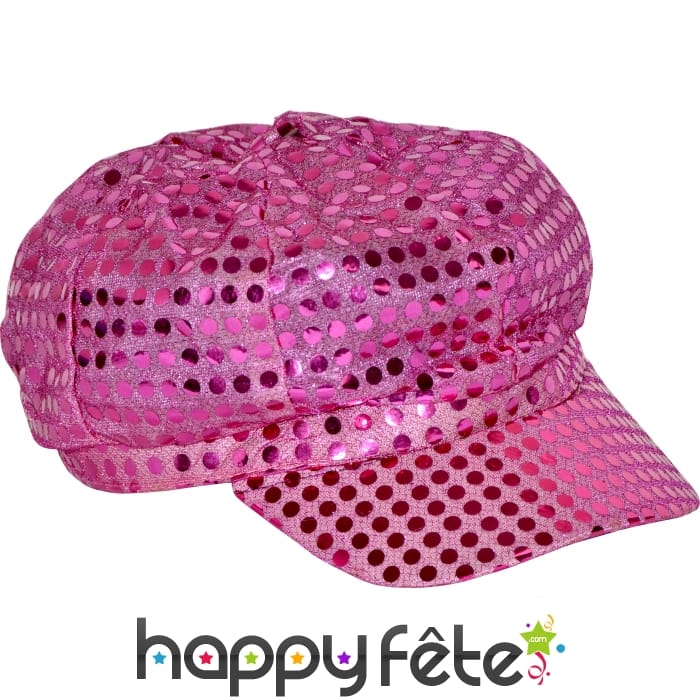 Casquette à paillettes fuschia