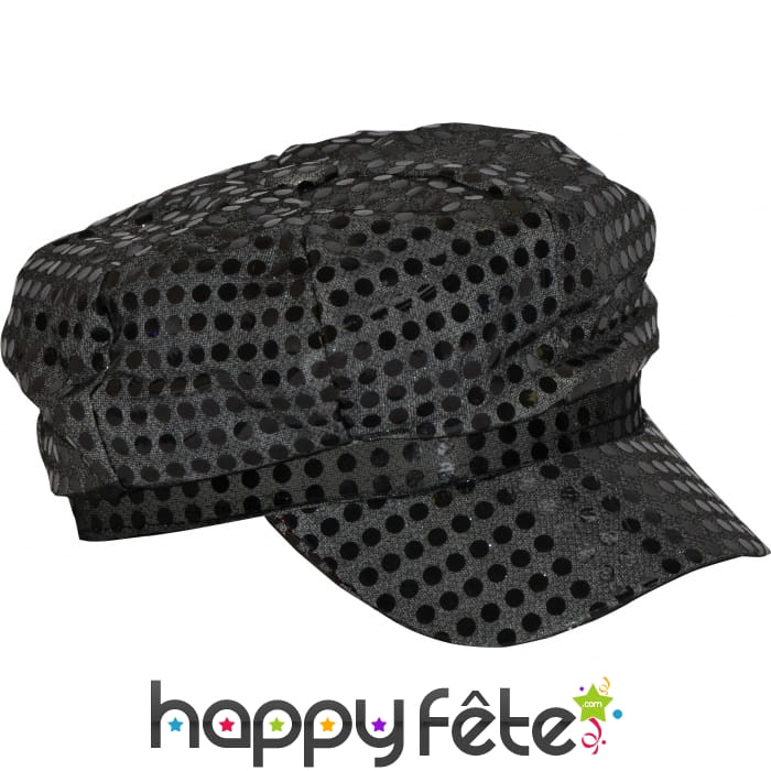 Casquette à paillettes noires